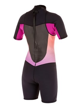 roxy, Syncro Flatlock 2mm - Springsuit manches courtes Back Zip, BLACK/ VIOLET/ CORAL/ FLAME OR (xkmn) Syncro Flatlock 2mm - Short Sleeve Back Zip Springsuit ARGW503002