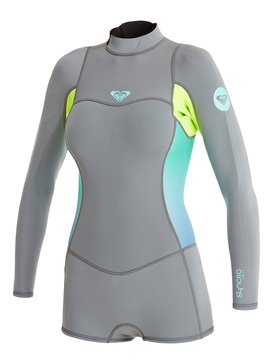 roxy, Syncro Flatlock 2mm - Springsuit coupe bootie, D.GREY / F.LEMON (xkkg) Syncro Flatlock 2mm - Bootie Cut Springsuit ARJW403009