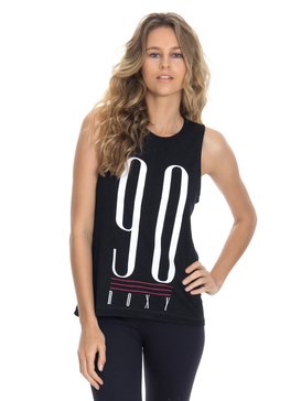 roxy, Regata Feminina com Cavas Amplas e Estampa Frontal Roxy, PRETO* (prt) RX REGATA SUPER STAR BR73731596