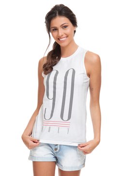roxy, Regata Feminina com Cavas Amplas e Estampa Frontal Roxy, SNOW WHITE C/ BLACK* (snw) RX REGATA SUPER STAR BR73731596