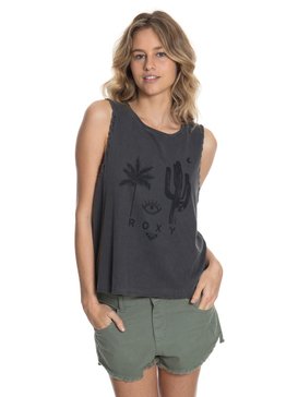 roxy, Regata Feminina com Detalhe Trançado e Estampa Frontal Roxy, PRETO (prt) RX REGATA PLACE EYES BR73731612