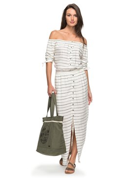 roxy, Saia Feminina Longa Cintura Alta Estampada Roxy, MARSHMALLOW PENCIL STRIPE (xwkk) RX SAIA SPEED OF SOUND IMP BR73801238