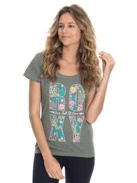 roxy, Camiseta Feminina Manga Curta e Estampa Frontal Roxy, MESCLA VERDE OLIVE (vrd) RX CAMISETA SILK STAR FLOWER BR73871459