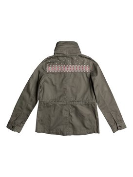 roxy, Girls 7-14 White Sash Hooded Military Jacket, DUSTY OLIVE (gpb0) White Sash - Hooded Military Jacket ERGJK03040