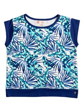 roxy, Kido Silhouette - Cap Sleeve Top, MARSHMALLOW TROPICAL DAYS (wbt6) Kido Silhouette - Cap Sleeve Top ERGKT03045