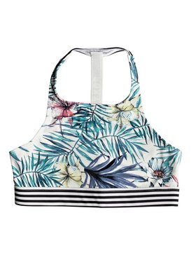 roxy, Blingbling Surf - Parte de arriba de bikini de estilo sujetador deportivo, MARSHMALLOW BELHARRA FLOWER (wbt6) Blingbling Surf - Sports Bra Bikini Top ERGKT03065