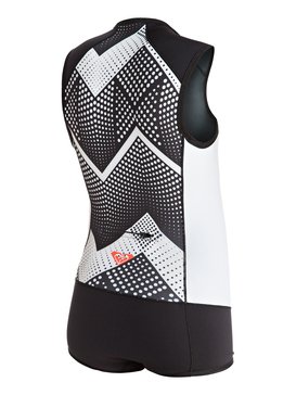 roxy, Pop Surf 1mm - Short John Wetsuit met Rits Voor, TRUE BLACK (kvj0) Pop Surf 1mm - Front Zip Short John Wetsuit ERGW603000