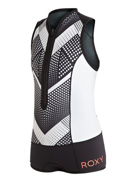 roxy, Pop Surf 1mm - Short John Wetsuit met Rits Voor, TRUE BLACK (kvj0) Pop Surf 1mm - Front Zip Short John Wetsuit ERGW603000