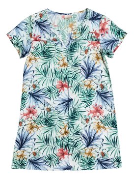 roxy, Girls 7-14 Exclusive Protection Short Sleeve Dress, MARSHMALLOW BELHARRA FLOWER (wbt6) EXCLUSIVE PROTECTION PRINTED ERGWD03036