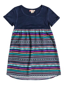roxy, Girls 7-14 Branche Of Lilac Short Sleeve Dress, DRESS BLUES CARPET STRIPE (btk1) BRANCHE OF LILAC 2 ERGWD03040