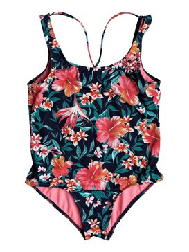 roxy, Girls 7-14 Roxy Waves One Piece Swimsuit, DRESS BLUE ISLAND TROPIC (xbbr) ROXY WAVES ONE PIECE ERGX103024