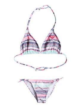 roxy, Little Indy - Tri Bikini Set, BEACH GLASS SOMBRERO STRIPE (gcz3) Little Indy - Tri Bikini Set ERGX203052
