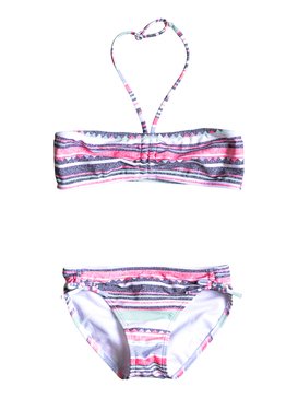 roxy, Little Indy - Set de Bikini palabra de honor, BEACH GLASS SOMBRERO STRIPE (gcz3) Little Indy - Bandeau Bikini Set ERGX203053
