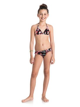 roxy, Blowing Mind - Girl Tri Bikini Set, ANTHRACITE MISTERY FLORAL (kvj6) Blowing Mind - Girl Tri Bikini Set ERGX203072