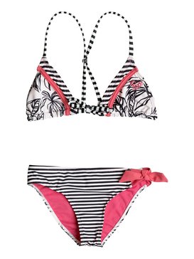 roxy, Girls 7-14 California Diary Tiki Triangle Bikini Set, MARSHMALLOW SWIM EASY STRIPE (wbt3) CALIFORNIA DIARY TIKI TRI SET ERGX203093