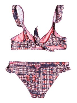 roxy, Girls 7-14 Wavy Beach Tri Bikini Set, MARSHMALLOW MEXICAN RUG (wbt6) WAVY BEACH TRI SET ERGX203111