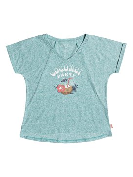 roxy, Girls 7-14 Say Just Yeah Coconut Party V-Neck Tee, LATIGO BAY (blr0) SAY JUST YEAH COCONUT PARTY ERGZT03252