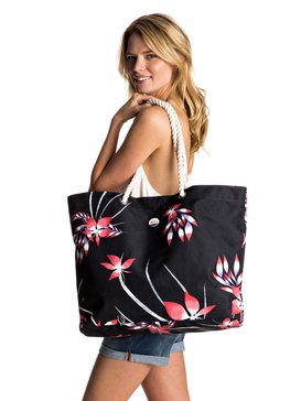 roxy, Printed Tropical Vibe - Bedruckte Strandtasche, ANTHRACITE MISTERY FLORAL (kvj6) Printed Tropical Vibe - Printed Beach Bag ERJBT03049
