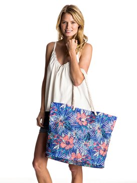 roxy, Printed Tropical Vibe - Bedruckte Strandtasche, ROYAL BLUE BEYOND LOVE (pqf6) Printed Tropical Vibe - Printed Beach Bag ERJBT03049