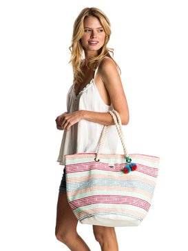 roxy, Sun Seeker - Sac de plage en paille, OLMEQUE STRIPE COMBO MARSHMALL (wbt3) Sun Seeker - Straw Beach Bag ERJBT03050