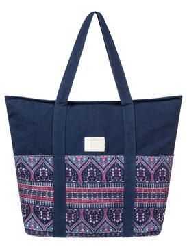 roxy, Folk Singer Beach Tote Bag, CHINA BLUE NEW MAIDEN SWIM (bnd5) Folk Singer - Beach Tote Bag ERJBT03089