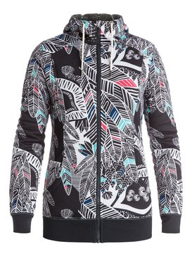 roxy, Frost Printed - Felpa tecnica con zip e cappuccio, HA-HUI_TRUE BLACK (kvj8) Frost Printed - Zip-Up Technical Hoodie ERJFT03313