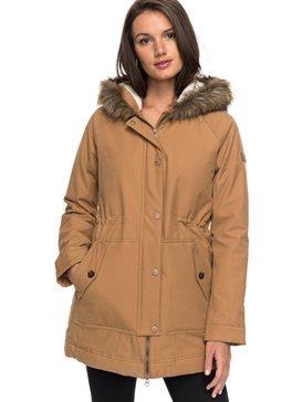 roxy, Mountain Song - Longline Hooded Jacket with Faux Fur, TOBACCO BROWN (cmk0) Mountain Song - Longline Hooded Jacket with Faux Fur ERJJK03195