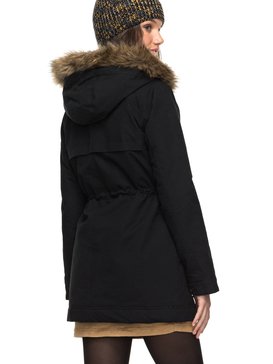 roxy, Mountain Song - Longline Hooded Jacket with Faux Fur, ANTHRACITE (kvj0) Mountain Song - Longline Hooded Jacket with Faux Fur ERJJK03195