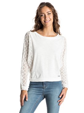 roxy, Talk To Me Lace - Top court à manches longues, MARSHMELLOW (wbt0) Talk To Me Lace - Cropped Long Sleeve Top ERJKT03219