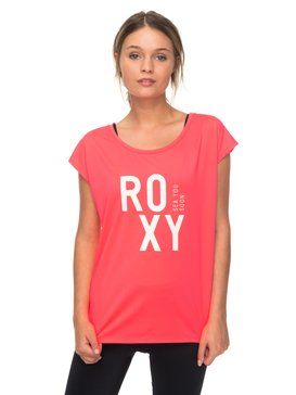 roxy, Parisian Walkway - T-shirt technique à petites manches, SMOCKING RED (mlj0) Parisian Walkway - Technical Cap Sleeve T-Shirt ERJKT03395