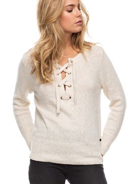 roxy, My Little Bliss Lace-Up Sweater, METRO HEATHER (tenh) My Little Bliss - Jumper ERJSW03220