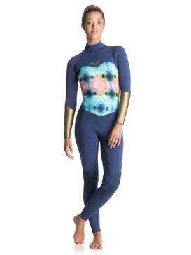 roxy, Pop Surf 3/2mm - Combinaison de surf intégrale zip dans le dos, BLUE DEPTHS (bta0) Pop Surf 3/2mm - Back Zip Full Wetsuit ERJW103020