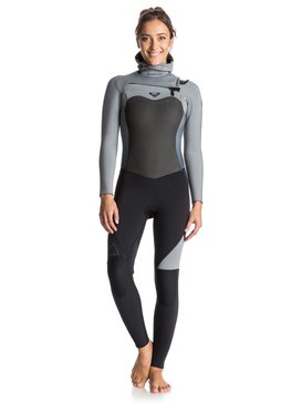 roxy, Syncro 5/4/3mm - Combinaison Intégrale à Capuche Zip Poitrine, TRUE BLACK (kvj0) Syncro 5/4/3mm - Chest Zip Hooded Full Wetsuit ERJW203001