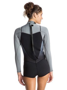 roxy, Syncro 2/2mm - Springsuit met Lang Mouw en Achterrits, TRUE BLACK (kvj0) Syncro 2/2mm - Back Zip Long Sleeve Springsuit ERJW403006