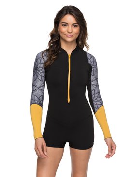 roxy, 2mm Pop Surf - Traje de Surf de Primavera con Manga Larga y Cremallera Frontal, BLACK (kvj0) 2mm Pop Surf - Long Sleeve Front Zip Springsuit ERJW403016
