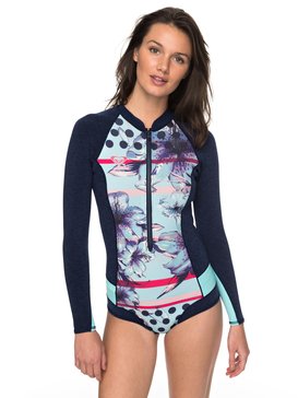 roxy, 1mm Pop Surf - Traje de Surf de Primavera con Manga Larga y Cremallera Frontal, NAVY (bte0) 1mm Pop Surf - Long Sleeve Front Zip Springsuit ERJW403017