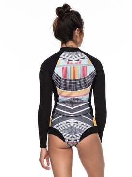 roxy, 1mm Pop Surf - Traje de Surf de Primavera con Manga Larga y Cremallera Frontal, BLACK (kvj0) 1mm Pop Surf - Long Sleeve Front Zip Springsuit ERJW403017