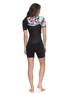 roxy, 2/2mm Performance - Traje de Surf de Primavera con Manga Corta y Cremallera en el Pecho, BLACK (kva0) 2/2mm Performance - Short Sleeve Chest Zip Springsuit ERJW503005
