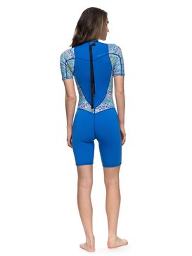 roxy, 2mm Syncro Series - Short Sleeve Back Zip FLT Springsuit, SEA BLUE II (byh0) 2mm Syncro Series Back Zip FLT - Short Sleeve Springsuit ERJW503007