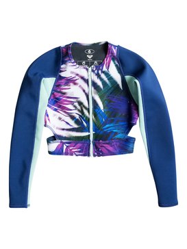 roxy, Caribbean Sunset - Top néoprène zippé court, SEA SALT JUNGLE TIMES (wbb6) Caribbean Sunset - Cropped Wetsuit Jacket ERJW803001