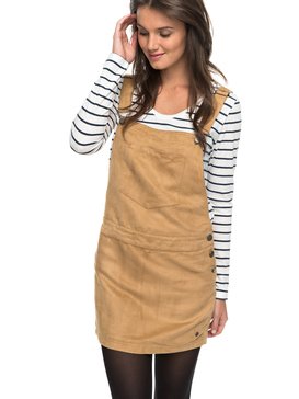 roxy, Chase The Sun - Robe salopette imitation suède, CURRY (tjq0) Chase The Sun - Faux-Suede Dungaree Dress ERJWD03159