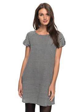roxy, Peak Moments Striped T-Shirt Dress, ANTHRACITE THREE LINES STRIPES (kvj3) Peak Moments Striped - Short Sleeve Dress ERJWD03169