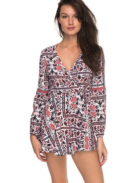 roxy, Twilight Adventure Long Sleeve Printed Romper, MARSHMALLOW SQUARE FLOWERS (xwbb) TWILIGHT ADVENTURE PRINTED ERJWD03187