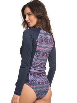 roxy, ROXY Waves Swim - Licra de Manga Larga con Protección Solar UPF 50, CHINA BLUE NEW MAIDEN SWIM (bnd5) ROXY Waves Swim - Long Sleeve UPF 50 Rash Vest ERJWR03209