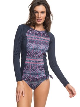 roxy, ROXY Waves Swim - Licra de Manga Larga con Protección Solar UPF 50, CHINA BLUE NEW MAIDEN SWIM (bnd5) ROXY Waves Swim - Long Sleeve UPF 50 Rash Vest ERJWR03209