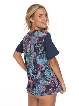 roxy, Surf - Camiseta de Surf de Manga Corta con Protección Solar UPF 50, DRESS BLUES FANTASTIC GARDEN S (btk6) Surf - Short Sleeve UPF 50 Surf T-Shirt ERJWR03212