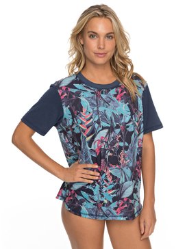 roxy, Surf - Camiseta de Surf de Manga Corta con Protección Solar UPF 50, DRESS BLUES FANTASTIC GARDEN S (btk6) Surf - Short Sleeve UPF 50 Surf T-Shirt ERJWR03212