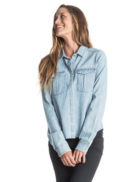 roxy, Save Me - Chemise en jean à manches longues, LIGHT BLUE (bffw) Save Me - Long Sleeve Denim Shirt ERJWT03062