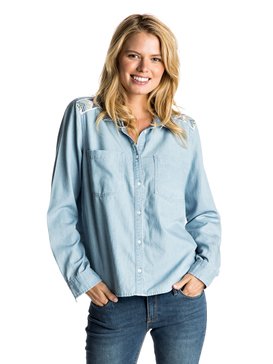 roxy, Light Cloudy - Chemise en jean à manches longues, LIGHT BLUE (bffw) Light Cloudy - Long Sleeve Denim Shirt ERJWT03106