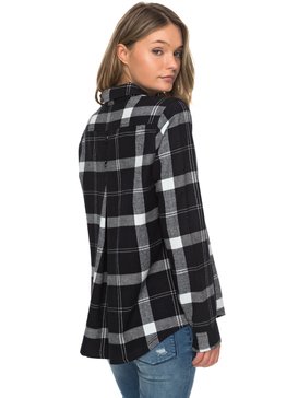 roxy, Heavy Feelings Long Sleeve Shirt, CHEKED PLAID COMBO ANTHRACITE (kvj2) HEAVY FEELINGS ERJWT03178